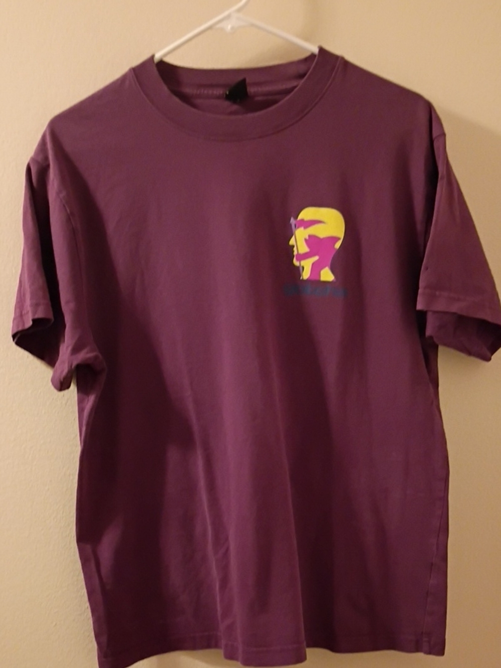 Brain Dead And Gotcha Collab Purple Short-Sleeve Tee with Yellow & Pink Graphic